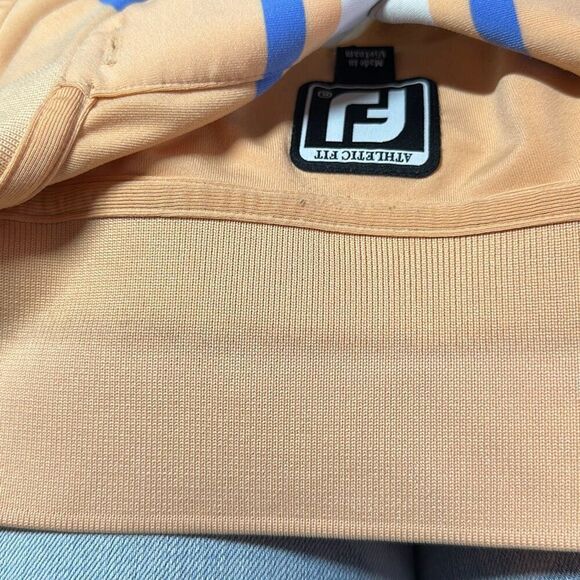 FootJoy Mens Orange Blue White Striped Golf Polo Shirt size XL LOOK - Picture 8 of 9